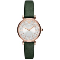 Emporio Armani Uhr für Damen , Zweizeiger Uhrwerk, 32MM Rose Gold Edelstahlgehäuse mit einem Lederarmband, AR11517