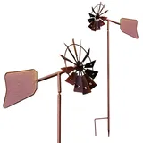 Spetebo Metall Rost Windmühle mit Windfahne - 120 x 17 cm - Deko Gartenstecker Windrad