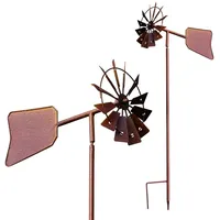 Spetebo Metall Rost Windmühle mit Windfahne - 120 x 17 cm - Deko Gartenstecker Windrad
