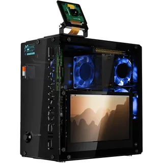 Pironman 5 Pro Max Mini-PC-Gehäuse mit 4,3" Touchscreen für Raspberry Pi 5, OpenClaw KI-Agent, Dual NVMe RAID 0/1 NAS, Kamera, Mikrofon, Audio, M.2 Hailo8, LLMs ChatGPT/Gemini (RPI5 Nicht enthalten)