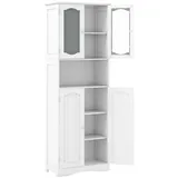 Costway Hochschrank 164 x 0 x 0 cm Weiß Glas/Holz/MDF