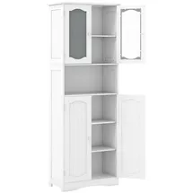 Costway Hochschrank 164 x 0 x 0 cm Weiß Glas/Holz/MDF