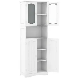 Costway Hochschrank 164 x 0 x 0 cm Weiß Glas/Holz/MDF