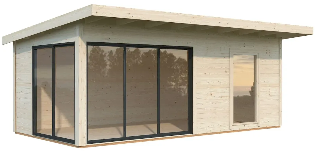 Palmako Gartenhaus Andrea 17,1 m2 mit Schiebetür - 44 mm naturbelassen