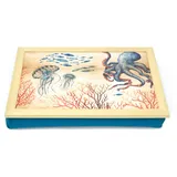 Oktopus Ozean-Knietablett mit Kissen, großes nautisches Knietablett, gepolsterte Tabletts zum Essen, gepolsterte Knietabletts mit Sitzsackkissen, 43 x 32 cm