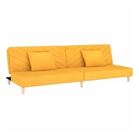 vidaXL Schlafsofa 2-Sitzer mit 2 Kissen Gelb Stoff