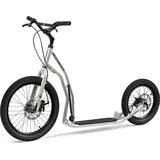 Yedoo Mezeq Roller Scooter Tretroller / Dogscooter - für Erwachsene und Teenager, bis 150 kg, mit Luftreifen 20/16, Scheibenbremsen und verstellbarem Lenker, Silber silber No Size