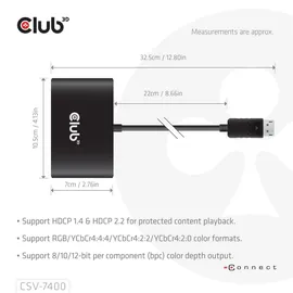 Club 3D CSV-7400 DisplayPort Adapter 22 cm Schwarz