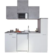 Respekta Küchezeile Malia 180 cm E-Geräte Glaskeramikkochfeld Mikrowelle weiß/beton optik
