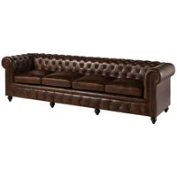 MASSIVMOEBEL24.DE Sofa 4-Sitzer Echtleder 274x82x75 braun CHESTERFIELD #104