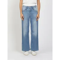 Gang Weite Jeans "94CARA", Damen, Gr. 30, N-Gr, light midblau, Denim/Jeans, Obermaterial: 76% Baumwolle, 15% Polyester, 8% Viskose, 1% Elasthan, weit lang, Jeans, Light Denim mit Doppelbund