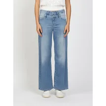 Gang Weite Jeans "94CARA", Damen, Gr. 30, N-Gr, light midblau, Denim/Jeans, Obermaterial: 76% Baumwolle, 15% Polyester, 8% Viskose, 1% Elasthan, weit lang, Jeans, Light Denim mit Doppelbund