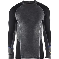 Merino-Unterhemd langarm "4897" WARM grau/schwarz - S - grau