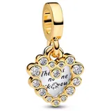Pandora 763765C01 Doppelter Charm-Anhänger Funkelndes Herz Goldfarben