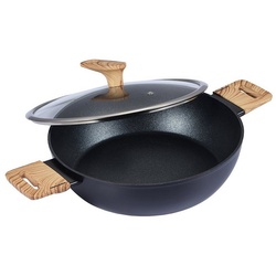 Neuetischkultur Schmorpfanne Servierpfanne mit Deckel 28 cm Maple Wood, Aluminium (Stück, 1-tlg), Schmorpfanne Induktion schwarz