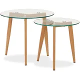 Homestyle4u Beistelltisch Glas Rund 2 er Set 50x45x50 in Braun Ø Gr.: onesize