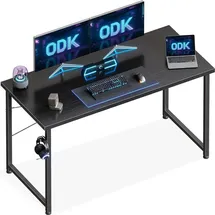 luxuskollektion ODK Schreibtisch Schwarz 120x50x74cm Bürotisch Mit Stauraum - Kopfhörerhalter