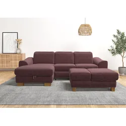 Ecksofa HOME AFFAIRE "Dundee L-Form", lila (flieder), B:264cm H:86cm T:170cm, Sofas, wahlweise mit Kopfteilverstellung und zusätzlich mit Bettfunktion