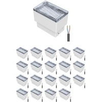 ledscom.de 20 Stück LED Pflasterstein Bodeneinbauleuchte CUS für außen, IP67, eckig, 8 x 5cm, kaltweiß
