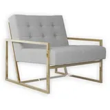 s-style möbel Loungesessel mit Goldenen Füßen aus Bouclé-Stoff, B/T/H: 84 cm/ 89 cm/ 81 cm - Grau