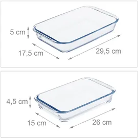 Relaxdays Auflaufform Set 29,5 x 17,5 x 5 cm Transparent