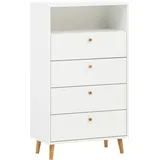 Schildmeyer Kommode SCHILDMEYER "Bjarne, Breite 60 cm", weiß (mattweiß), B:60,2cm H:104,4cm T:33cm, FSC-zertifizierter Holzwerkstoff, Sideboards, Kommode, 4 Schubladen, Griffe und Möbelfüße aus Massivholz