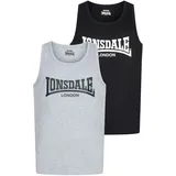 Lonsdale Averham ärmelloses T-shirt 2 Einheiten - Black / marl Grey - XL