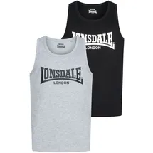 Lonsdale Averham ärmelloses T-shirt 2 Einheiten - Black / marl Grey - XL