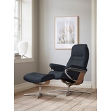 Stressless Relaxsessel STRESSLESS Sunrise Sessel Gr. Leder PALOMA, Cross Base Eiche, Rela x funktion-Drehfunktion-PlusTMSystem-Gleitsystem-BalanceAdaptTM, B/H/T: 92 cm x 105 cm x 80 cm, blau (shadow blue paloma) Lesesessel und Relaxsessel