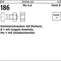 Reyher Hammerschraube DIN 186 FormB Vierkant 6-ktmutter BM 12x