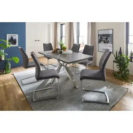 MCA Furniture Esstisch »Nagano«, Esstisch Glas-Keramik mit Stirnauszug grau