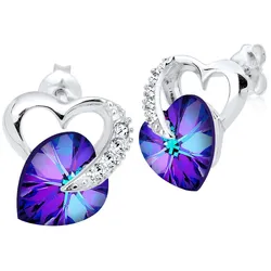 Elli Herz Liebe Kristalle 925 Silber Honey Violett Damen 