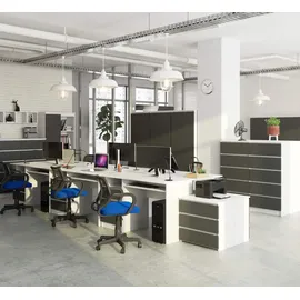 akord furniture factory AKORD CLP Weiß mit Front Graphitgrau und 2 Ablagen B135 x H77 x T60 cm - Weiß