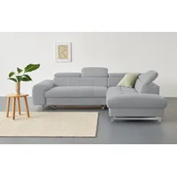 Ecksofa COTTA "Chef L-Form" Sofas Gr. B/H/T: 257cm x 72cm x 206cm, Luxus-Microfaser, Ottomane links, mit Kopfteilverstellung-ohne Bettfunktion, grau (smoke) mit Kopfteilverstellung, wahlweise Bettfunktion