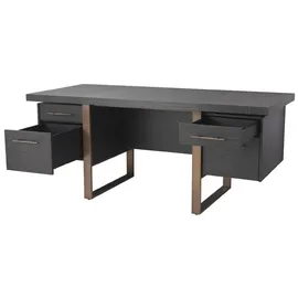 Casa Padrino Schreibtisch Anthrazitgrau / Bronzefarben