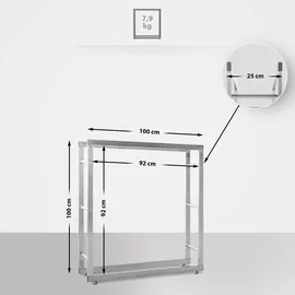 CLP Kaminholzständer Keri V2 25 x 100 x 100 cm silber