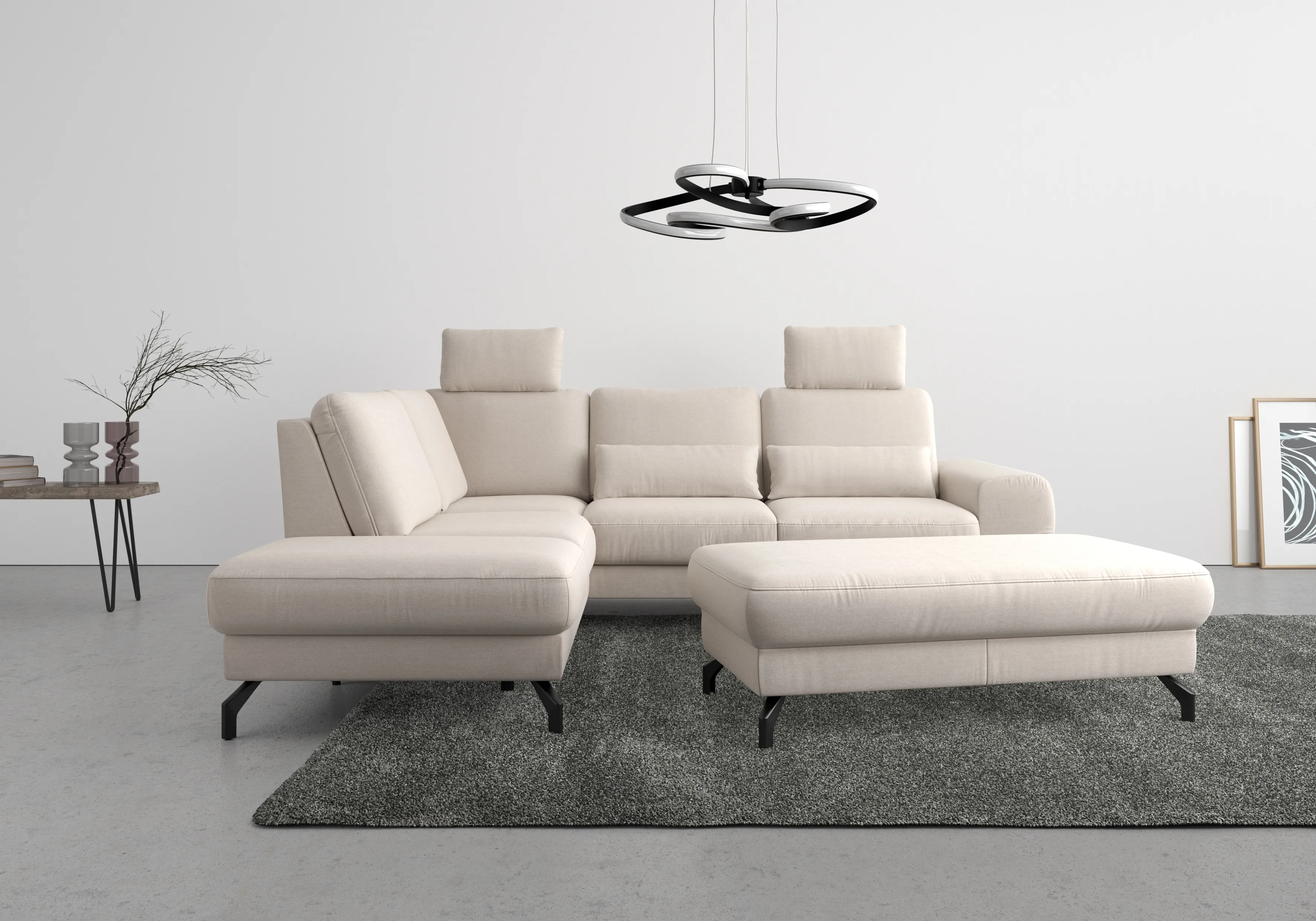 Ecksofa SIT&MORE "Cinturo L-Form" Sofas Gr. B/H/T: 260 cm x 88 cm x 226 cm, Lu x us-Microfaser Euphoria, Ottomane links, inklusive Sitztiefenverstellung-inklusive Federkern, grau (elephant) Ecksofas inklusive Sitztiefenverstellung und Federkern, Sitzhöhe 45 cm