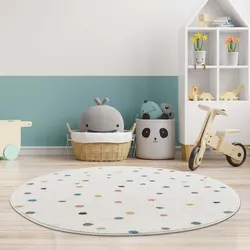 Kinderteppich CARPET CITY "Anime9396", beige (creme), H:11mm Ø:120cm, Polypropylen (PP), Teppiche, Spielteppich, Spielteppich, Bunte Punkte, Weicher Flor, Pflegeleicht, Kinderzimmer