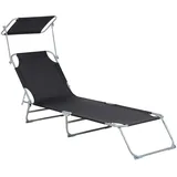Beliani Gartenliege Schwarz Silber 58x205x80