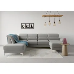 Wohnlandschaft SIT & MORE "Sinatra U-Form", grau, B:326cm H:85cm T:220cm, 100% Polyester, Sofas, optional mit Kopfteilverstellung und Armteilfunktion etc.