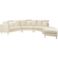 Beliani Sofa Beige Halbrund mit Ottomane ROTUNDE
