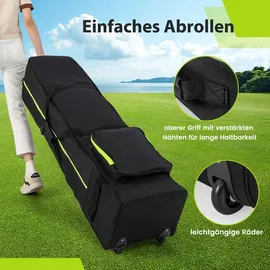 Costway Golf Reisetasche mit Rädern, Golfbag faltbar für Fluglinien mit Schlüssel, 31,5 x 25,5 x 128cm - Schwarz