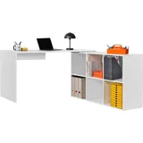 mokebo® mokebo Eckschreibtisch groß in Weiß mit Stauraum 'Der Produktive', auch als Schreibtisch, Computertisch oder Arbeitstisch im Büro, Kinderschreib... - Weiß