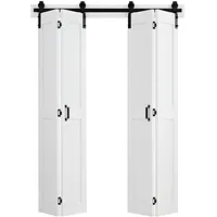 Mophorn Faltbare Schiebetür Im Scheunentor-stil 1524x2134 Mm Aus Mdf, Mit Beschlagsatz & Platzsparendem H-rahmen-design & Vormontierter Paneele, Faltschiebetür Für Schlafzimmer Und Wohnzimmer In Weiß