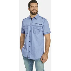 Jeanshemd JAN VANDERSTORM "Jeanshemd LORENSIUS", Herren, Gr. L, blau (hellblau), casual, comfort fit normal, Kurzarm, Hemden