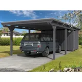 SKANHOLZ Carport Emsland 4,04 x 8,46 m grau mit Abstellraum