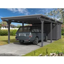 SKANHOLZ Carport Emsland 4,04 x 8,46 m grau mit Abstellraum