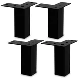 Mavö 4 Stück quadratische Tischbeine Möbelfüße Möbelbeine schwarz 10cm Sofabeine Schrankbeine Schrankfüße TOKA 100mm, Schwarz