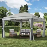 TOOLPORT Sunset 4x4 m Softtop Gartenpavillon, inkl. 4 Seitenteile, stone - (300175)