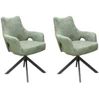 LC Home 2er Set Esszimmerstuhl Drehstuhl »Livrono« Webstoff Grün